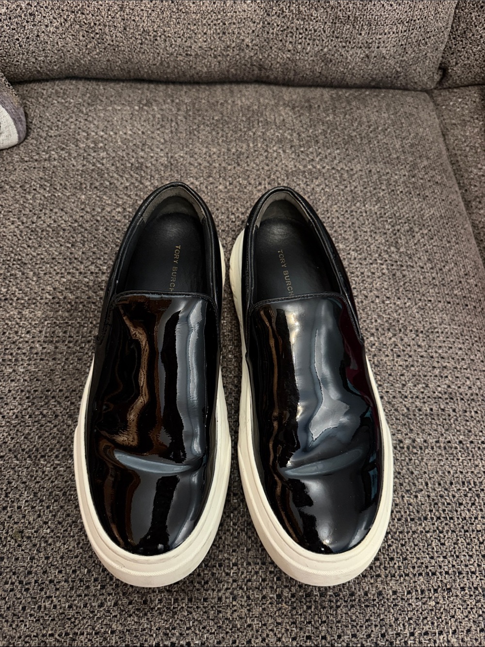 Tory Burch Ladybug Slip on Patent Leather Slip-On Sneakers in Black and Cream